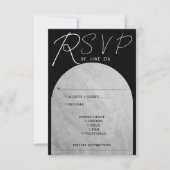 Zwart & Grijs Donker Gotische grafsteen Boog Bruil RSVP Kaartje (Voorkant)