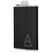 Zwart grijs eenvoudig modern monogram op maat heupfles (Links)