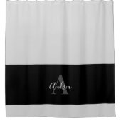 Zwart-grijs eenvoudig monogram - Showgordijn Douchegordijn (Voorkant)