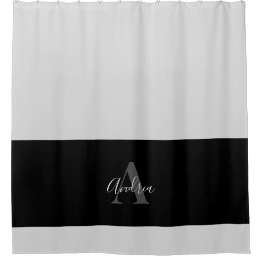 Zwart-grijs eenvoudig monogram - Showgordijn Douchegordijn (Voorkant)