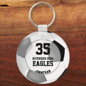 zwart grijs eenvoudig team kleuren voetbal jongen sleutelhanger (Voorkant)