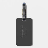 Zwart Grijs Eenvoudige Plain Elegant Modern Bagagelabel (Achterkant verticaal)