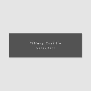 Zwart Grijs Eenvoudige Plain Elegant Modern Naamplaatje