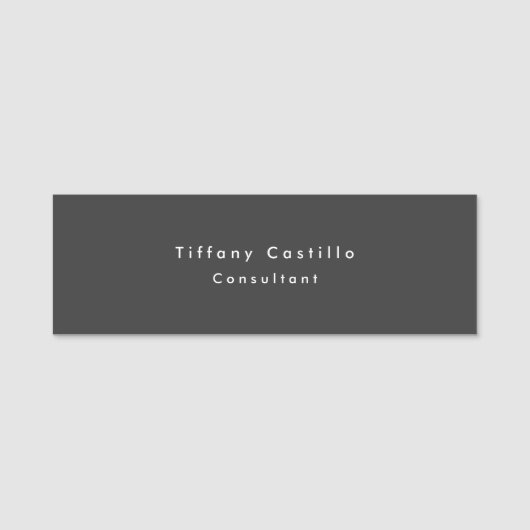 Zwart Grijs Eenvoudige Plain Elegant Modern Naamplaatje (Voorkant)