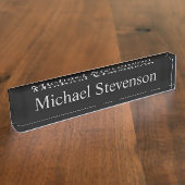 Zwart Grijs Elegant Modern Business Naamplaat Naambordje (Zijkant)
