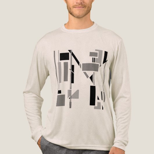Zwart Grijs Elektrode-achtige Zuidwest Geometrisch Tri-Blend Shirt (Voorkant volledig)
