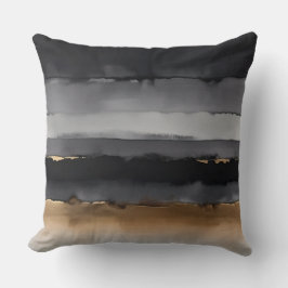 Zwart grijs en brons waterverf strepen kussen