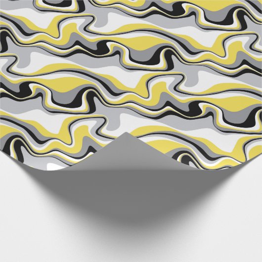 Zwart, grijs en geel Abstract vocht Cadeaupapier (Hoek)