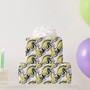 Zwart, grijs en geel vloeibaar abstract cadeaupapier