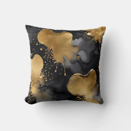 Zwart, grijs en goud abstract kussen