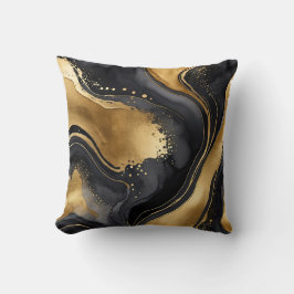 Zwart, grijs en goud spatten abstract kussen