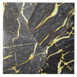 Zwart, Grijs, en Gouden Marmeren Ceramische Tegel Tegeltje
