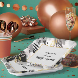 Zwart, grijs en goudlauw papieren bordje