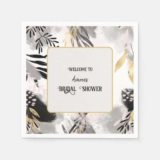 Zwart, grijs en goudlauw servet (Voorkant)