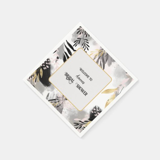 Zwart, grijs en goudlauw servet (Hoek)