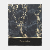 Zwart, grijs en goudmarmer fleece deken (Voorkant)