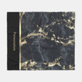 Zwart, grijs en goudmarmer fleece deken (Voorkant (Horizontaal))