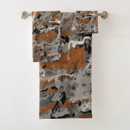 Zwart, Grijs en Karamel Abstract Bad Handdoek