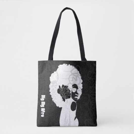 Zwart, grijs en koel Afro afdrukken Tote Bag (Voorkant)