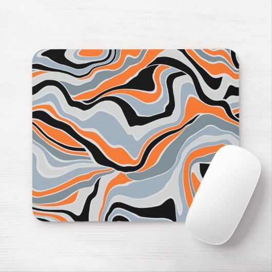 Zwart grijs en Oranje Abstract vocht Muismat (Met muis)