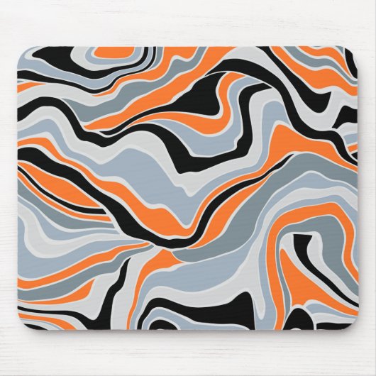 Zwart grijs en Oranje Abstract vocht Muismat (Voorkant)