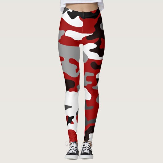 Zwart, grijs en rood camouflage, druivensap 019. leggings (Voorkant)