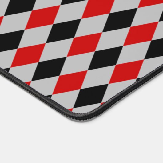 Zwart Grijs en Rood Diamantpatroon Bureaumat (Hoek)