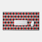 Zwart Grijs en Rood Diamantpatroon Bureaumat (Keyboard & Muis)