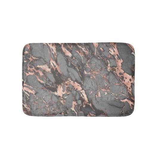 Zwart, grijs en Roos goudmarmer Badmat (Voorkant)