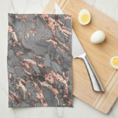 Zwart, grijs en Roos goudmarmer Theedoek (Quarter Fold)