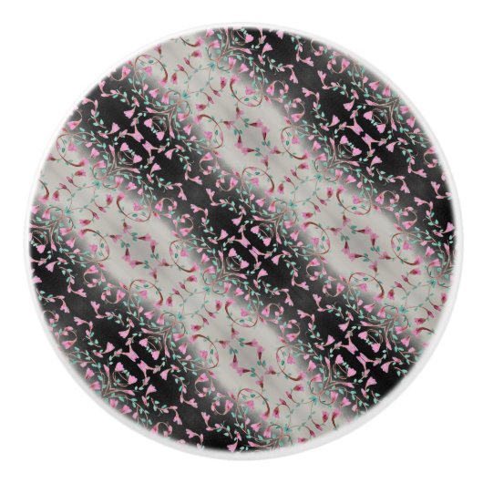 Zwart Grijs en Roze Designer Keramische Knop (Voorkant)