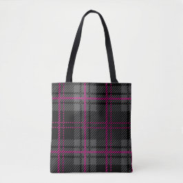 Zwart Grijs en Roze Schotse Tartan Print Plaid Tote Bag
