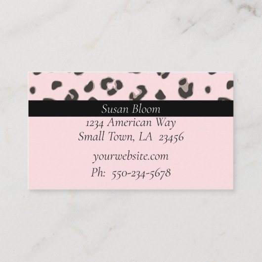 Zwart, grijs en roze Visitekaartje (Achterkant)