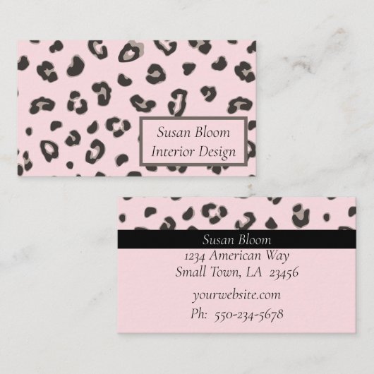Zwart, grijs en roze Visitekaartje (Voorkant / Achterkant)