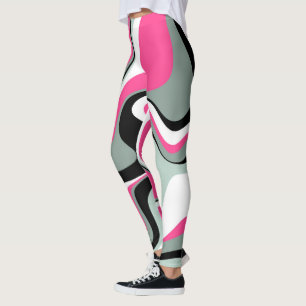Zwart, grijs en roze vocht Abstract Leggings