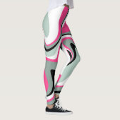 Zwart, grijs en roze vocht Abstract Leggings (Rechts)