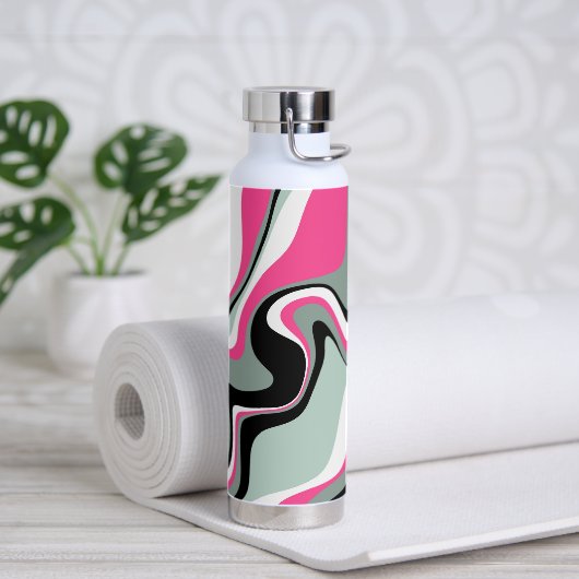 Zwart, grijs en roze vocht Abstract Waterfles (Yoga)