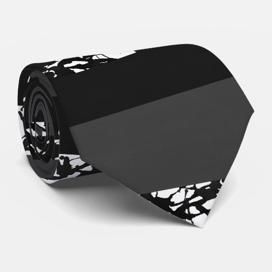 Zwart Grijs en Wit Abstract Block Stripes Stropdas (Opgerold)