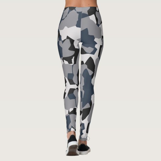 Zwart, grijs en wit abstract patroonontwerp leggings (Achterkant)