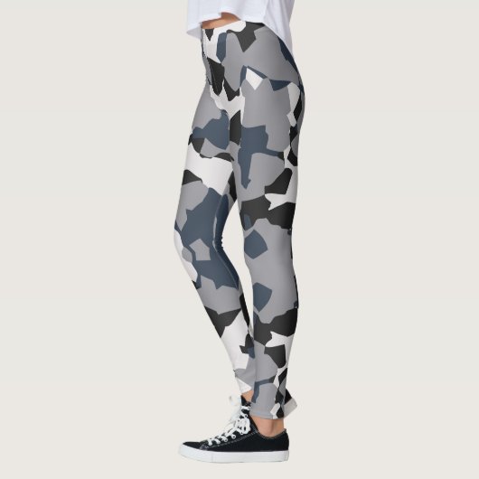 Zwart, grijs en wit abstract patroonontwerp leggings (Links)