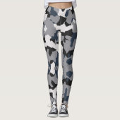 Zwart, grijs en wit abstract patroonontwerp leggings (Voorkant)