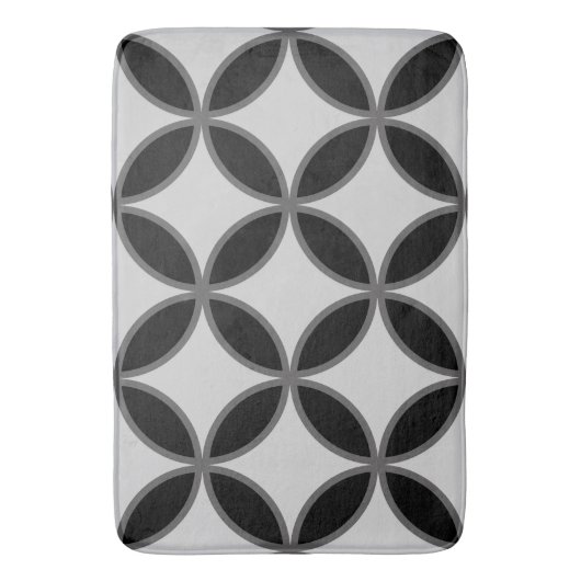 Zwart grijs en wit bloemblad badmat (Voorkant Verticaal)