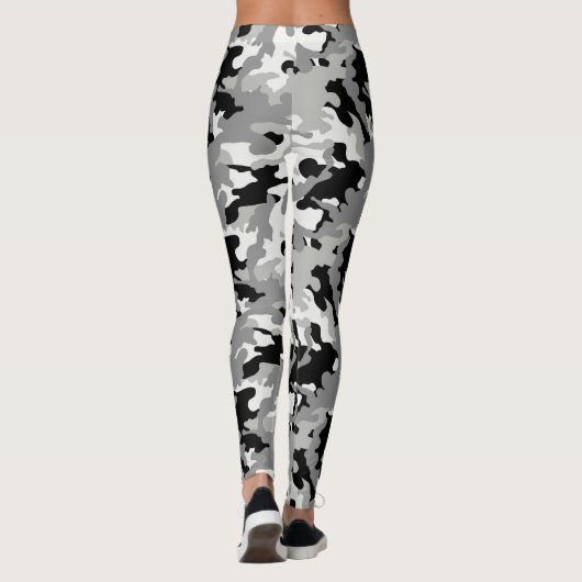 Zwart Grijs en Wit Camo - Legging (Achterkant)