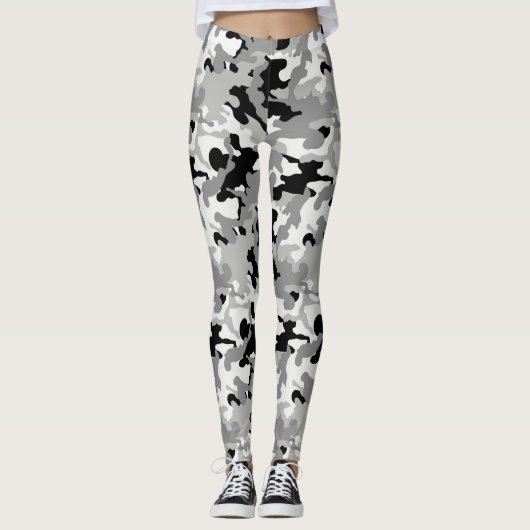 Zwart Grijs en Wit Camo - Legging (Voorkant)