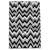 Zwart grijs en wit Chevron Zigzag Pattern Medium Cadeauzakje (Voorkant)