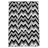 Zwart grijs en wit Chevron Zigzag Pattern Medium Cadeauzakje (Achterkant)