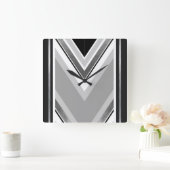 Zwart, grijs en wit, diagonaal, metaalstrips vierkante klok (Huis)