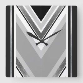 Zwart, grijs en wit, diagonaal, metaalstrips vierkante klok