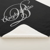 Zwart grijs en wit Fancy Script-monogram Sherpa Deken (3/4)