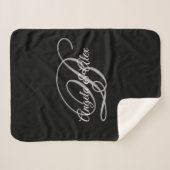 Zwart grijs en wit Fancy Script-monogram Sherpa Deken (Voorkant (horizontaal))